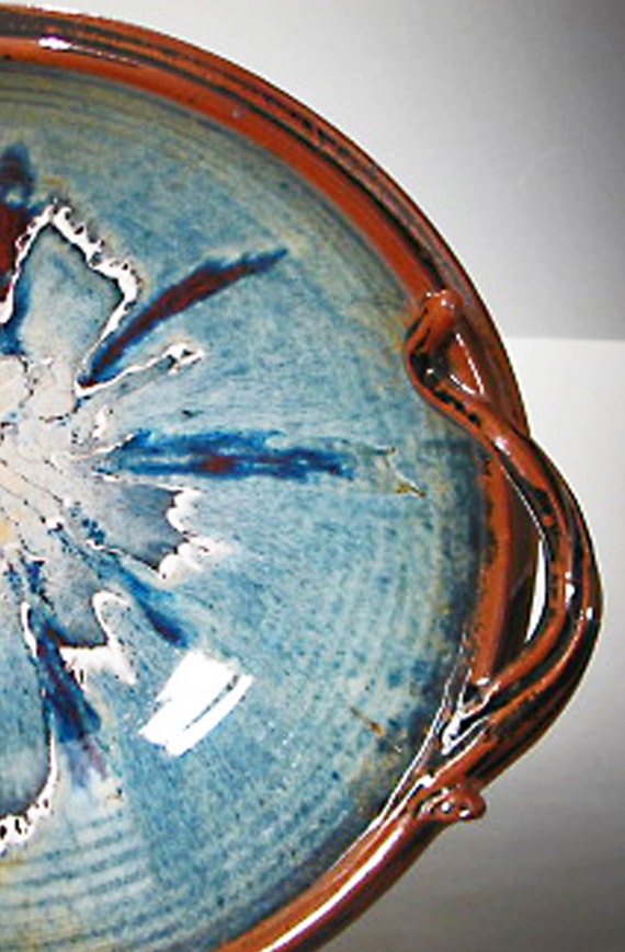 Pottery Pedestal Bowl in Northern Lights Glaze