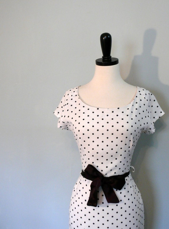 1950 S Black And White Polka Dot Dress By Adelaidehomesewn On Etsy