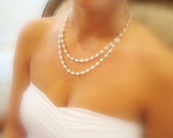 Bridal necklace, Wedding jewelry, Pearl Wedding necklace, Swarovski necklace, Simple necklace, Bridesmaid necklace, Pearl necklace, Beaded