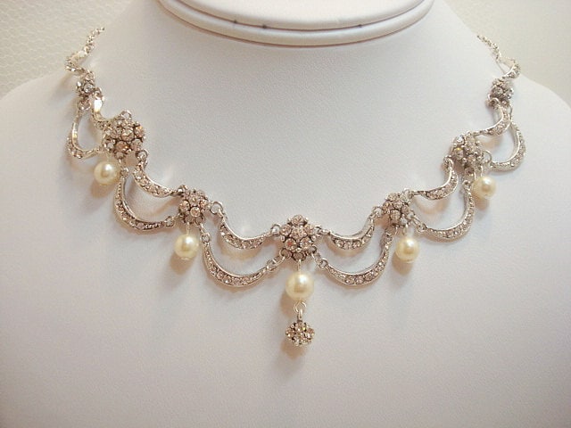 Bridal jewelry set necklace and earrings set by treasures570
