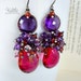 Red Purple Earrings Magenta Topaz Purple Amethyst Red Garnet Oxidized Silver Chandelier Gemstone Fashion Kande - Isla