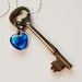 Steampunk Skeleton Key Necklace with Blue Heart