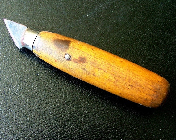 Vintage Utility Knife with Wood Handle