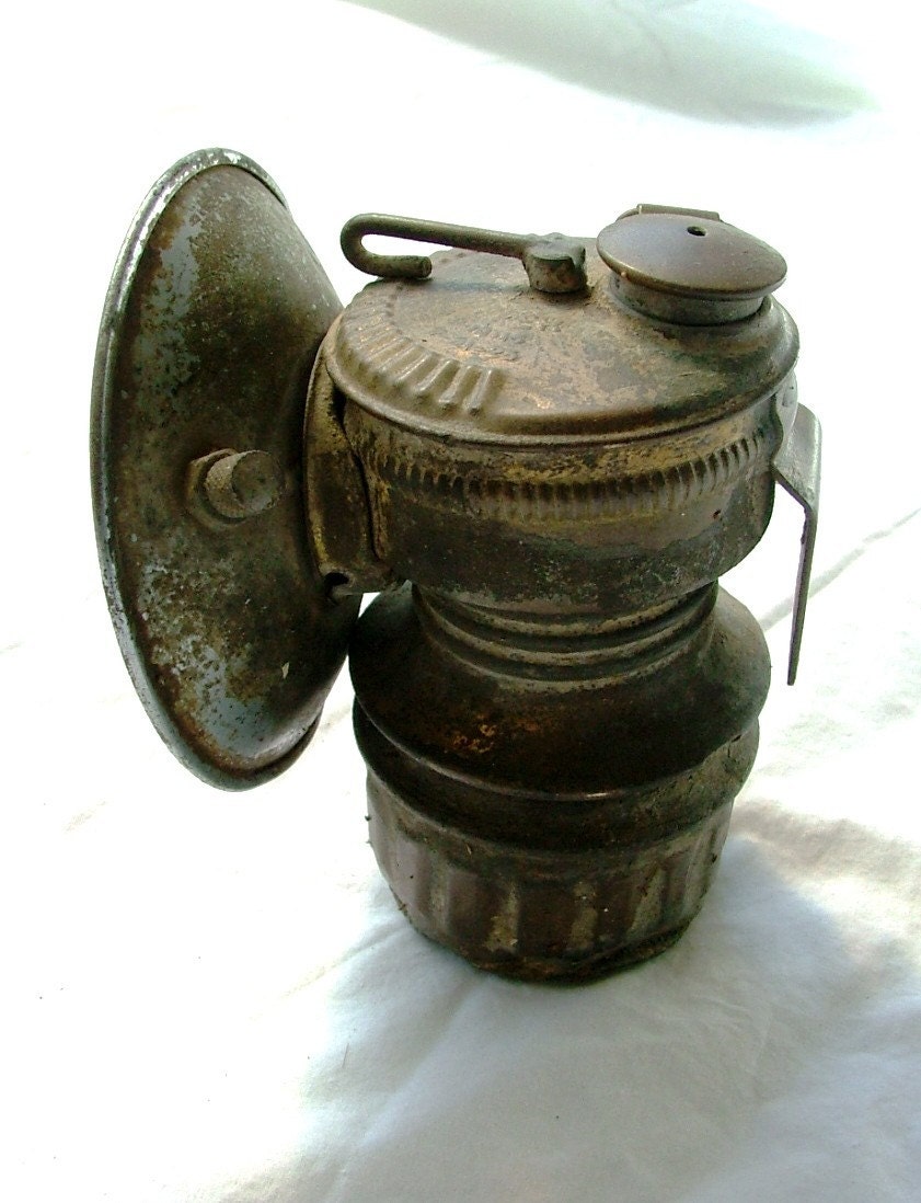 Antique Brass Miner's Kerosene Headlamp