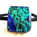 Blue & Green Dichroic Fused Glass - Hair Tie - Ponytail Holder- OOAK Dichro glass- wearable Art