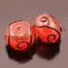Lampwork Beads Handmade Black Scrolls Red Topaz Rondelle Earring Pair Heather Behrendt (944) BHV SRA LETeam