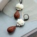 A Vintage Inspired Ivory Cream Rose Flower, Brown Pear Ornate Earrings. Gifts for Bridesmaids. Gifts for Mom. Vintage Style. Autumn Wedding