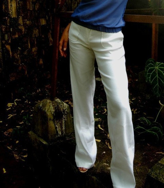 Stretch Cotton Linen WideLegged Pants w/Folded Hem