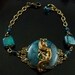 Handmade Goddess Hera Ocean Jasper Bracelet in Antique Gold Brass - FREE U.S. SHIPPING