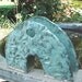 Garden Bridge Arch Clay SALE Seafoam Green Dark Green Spongeware Heart Cutout Pottery