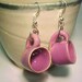 Orchid Teacup Earrings Fuchsia Mini Pottery Clay Dangling Pierced
