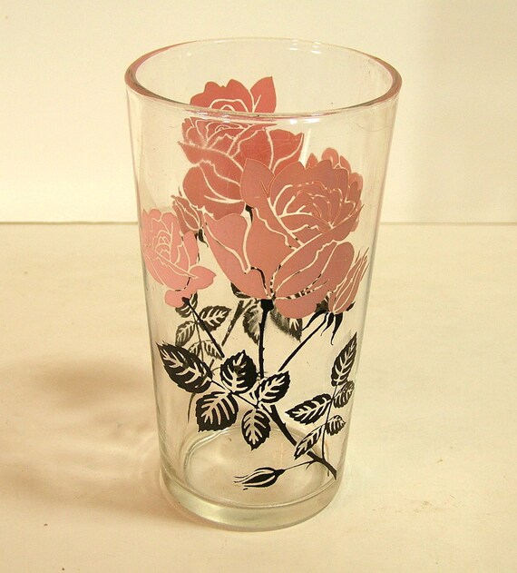 vintage rose drinking glasses
