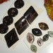 Vintage Art Deco Plastic Buttons - 2 sets in Brown - few Green Buttons