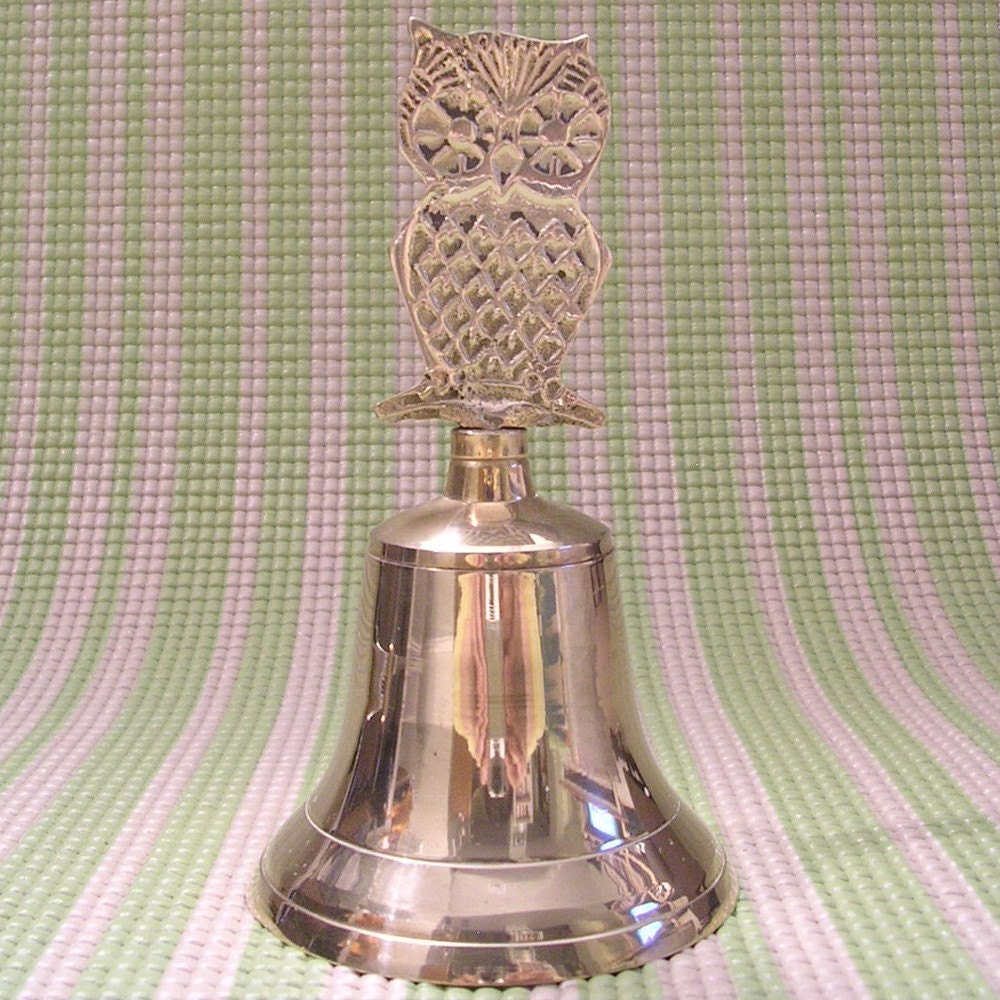 SALE Vintage Brass Owl Dinner Bell