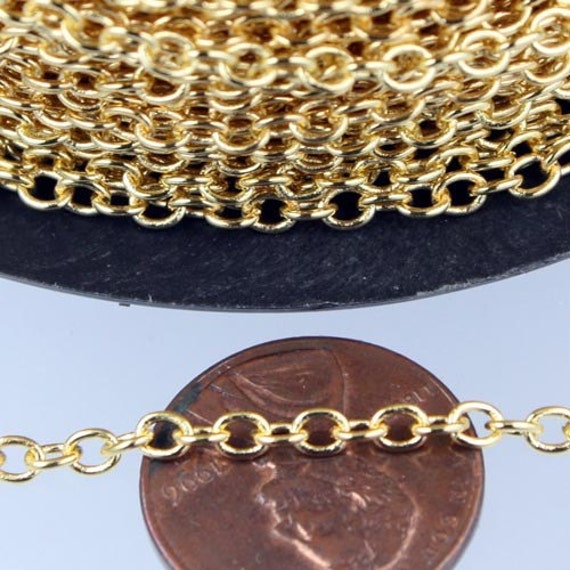 10 ft. of Gold Plated SOLDERED Cable Chain 3.4x3.0mm