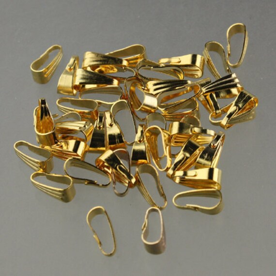100 pcs of Gold Plated Pendant Pinch Bail 9x3.5mm