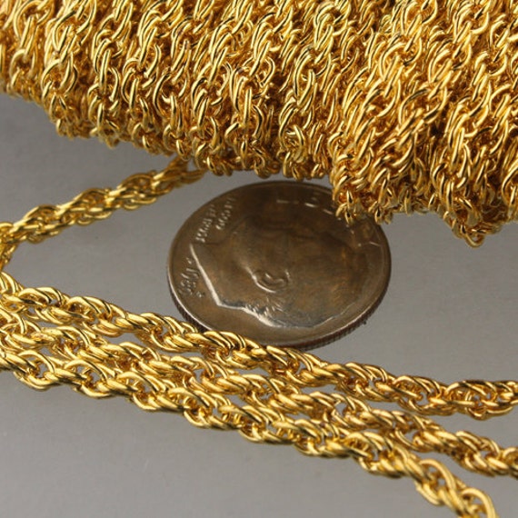 NEW new 32 ft of Gold Plated Fashion Rope Chain 3.9x3.0mm