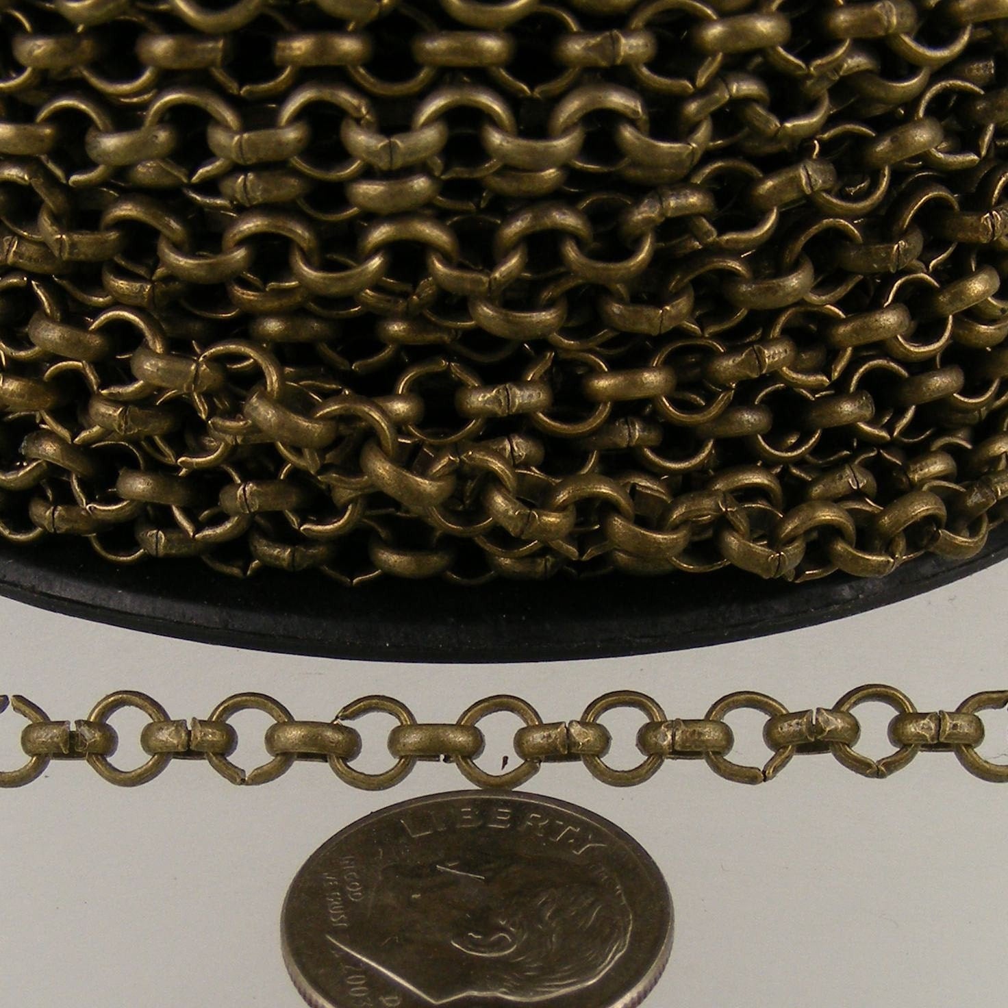Antique Brass Rolo Chain bulk Chain 12 ft of Rolo Bronze