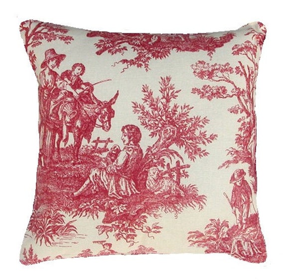 Toile Throw Pillow Waverly Country Life Red Toile