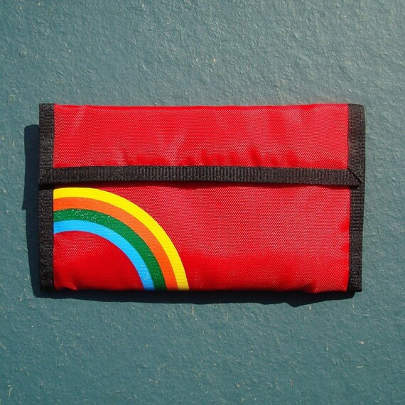 Velcro Wallet Checkbook Vintage 1980s Rainbow Red