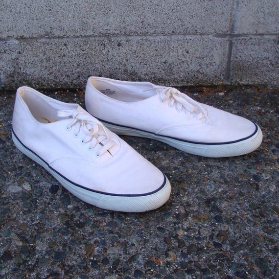 Vintage 1980s Men's Sperry Topsiders size 8 White Canvas