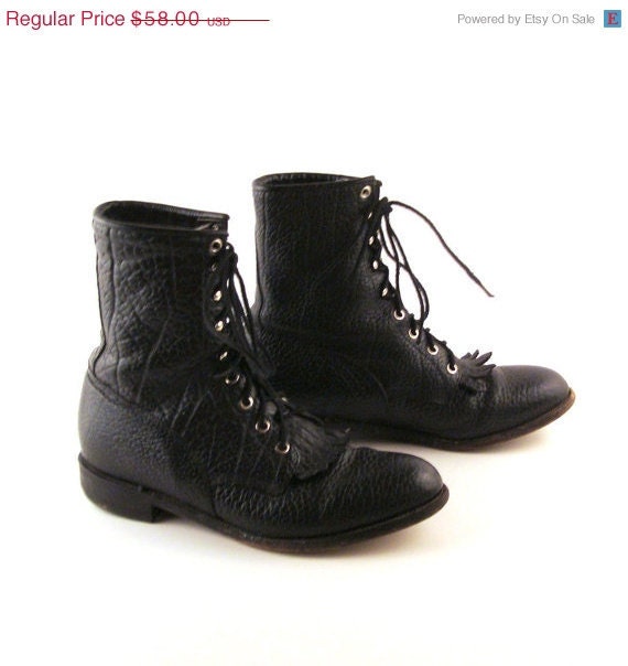 Black Roper Boots Vintage Lace up Boots Men's size 8 1/2