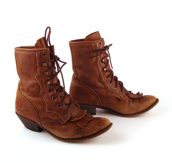 Brown Roper Boots Vintage 1980s Lace up Boots Women's