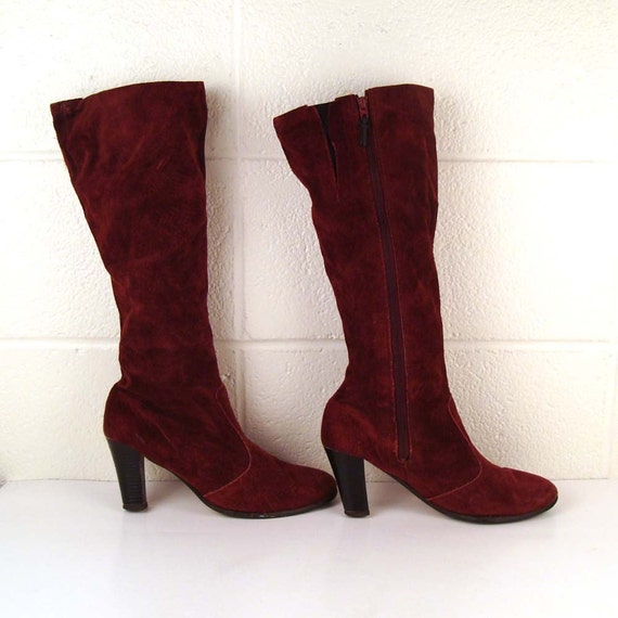 long maroon boots