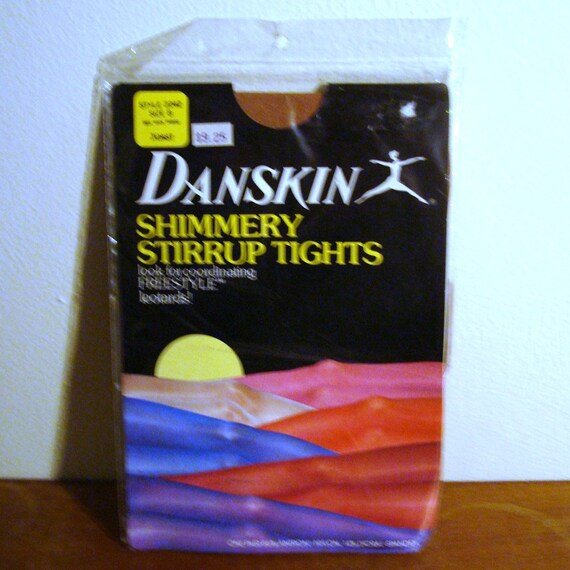 Vintage 1980s Danskin Tights Toast Brown Shimmery Stirrup