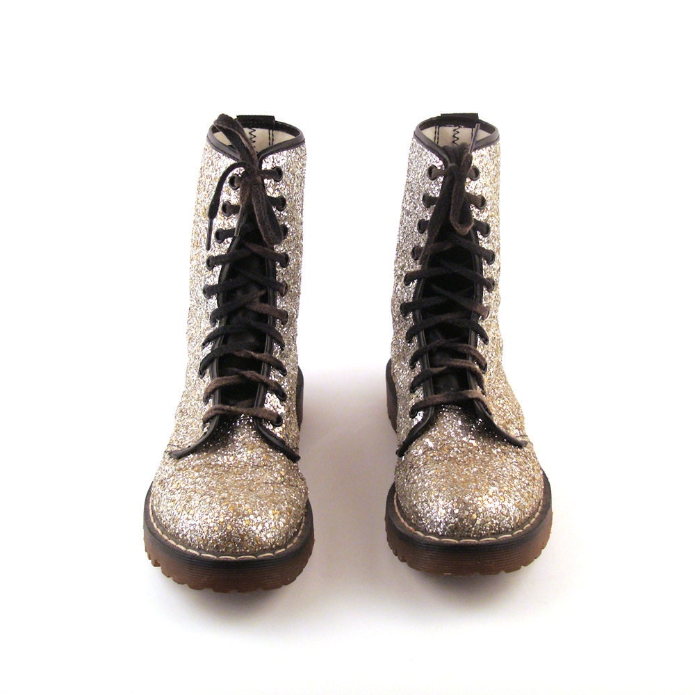 Glitter Doc Martens Boots Vintage 1990 Silver Glitter Doc