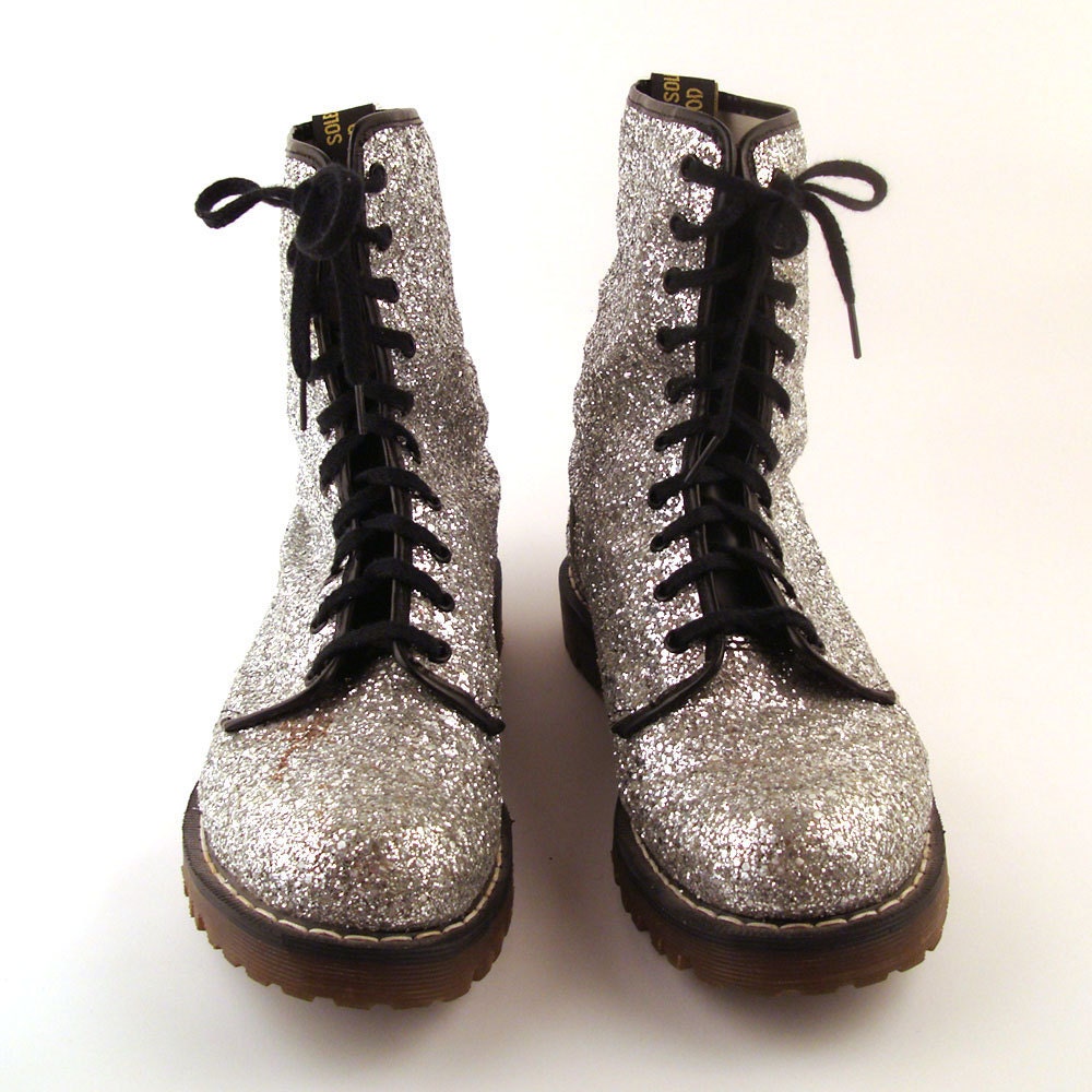 Glitter Doc Martens Vintage 1990 Silver Glitter Doc Martens
