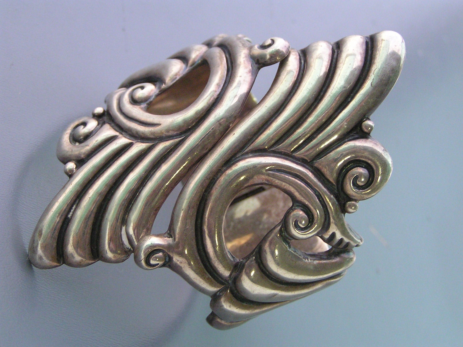 Vintage Taxco Mexican Mexico Sterling Silver Clamper by PritiStar