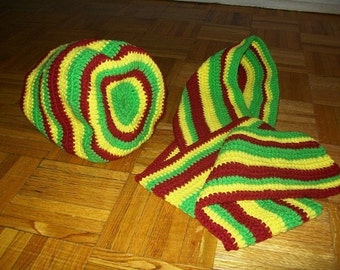Rasnique, Crochet Loc Rasta Dreadlock Winter Cap and Scarf Set