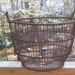 Antique NJ clamming large metal wire basket - primitive clam bucket