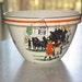 Macy's vintage Colonial scene mixing Bowl Made in England ship mark orange stripe