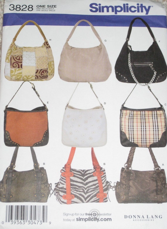 Handbag Purse Sewing Pattern Simplicity 3828 3 styles