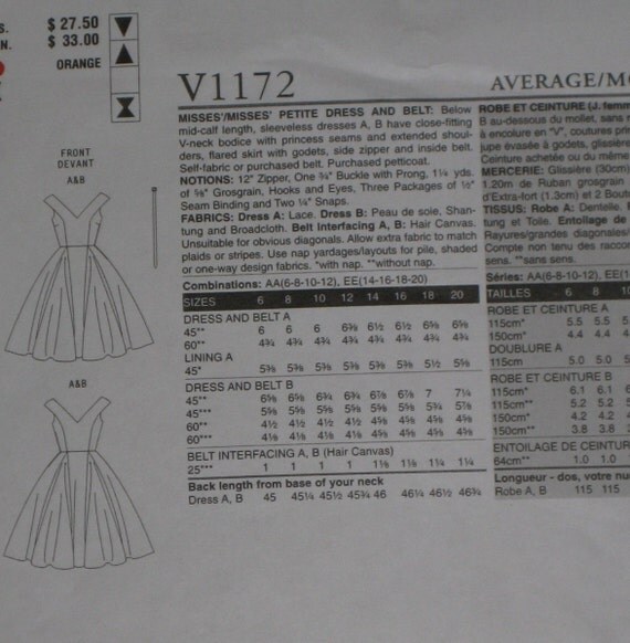 Vogue 1172 Reprint 1950s Vintage Styled V Neck Close Fitting