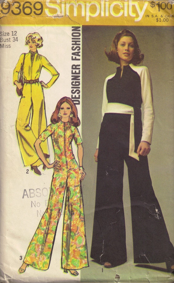 Vintage 1970s Simplicity 9369 disco jumpsuit Sewing Pattern