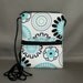 Travel Purse - Sling Bag - Passport Purse Wallet - Small Mini Purse - Wallet on a String - Retro SPIROGRAPH - Turquoise, Black and White