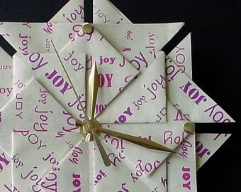 Origami 1st Wedding Anniversary Paper Gift Joy Clock in Purple-Large