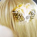 Yellow hair pieces bridal headpieces yellow hair clip bridesmaid hairpiece yellow fascinator yellow feather