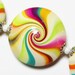 Handmade Polymer Clay Beads Set Lentil Lentils Swirl Spiral Rainbow Colorful White Silver Bead Caps Jewelry Supplies...Jungle Sunset