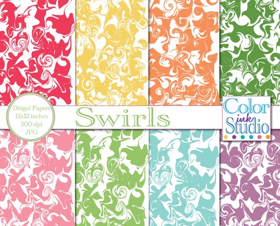 Items similar to Digital Paper Pack- Scrapbook papers- Swirls on Etsy