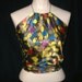Hawaiian Flowers on Brown Background with Raised Gold Dots Halter Top, Fits Women and Teens Size 0 to 12