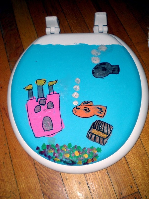 Items similar to Hand Painted Fish Tank Toilet Seat on Etsy
