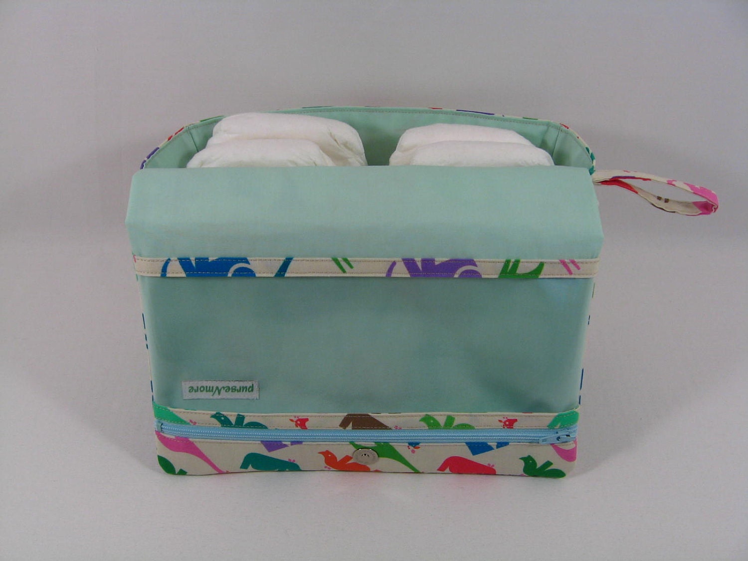 Diaper Clutch with clear zipper pouch Zoo Menagerie by purseNmore