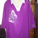 5X 3/4 Sleeve Purple and White Colar V Neck Crowned Skull and Wings And Crown Sleeve