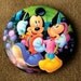 1982 Disney 1 inch Pin Back Button MICKEY and MINNIE in the Rain