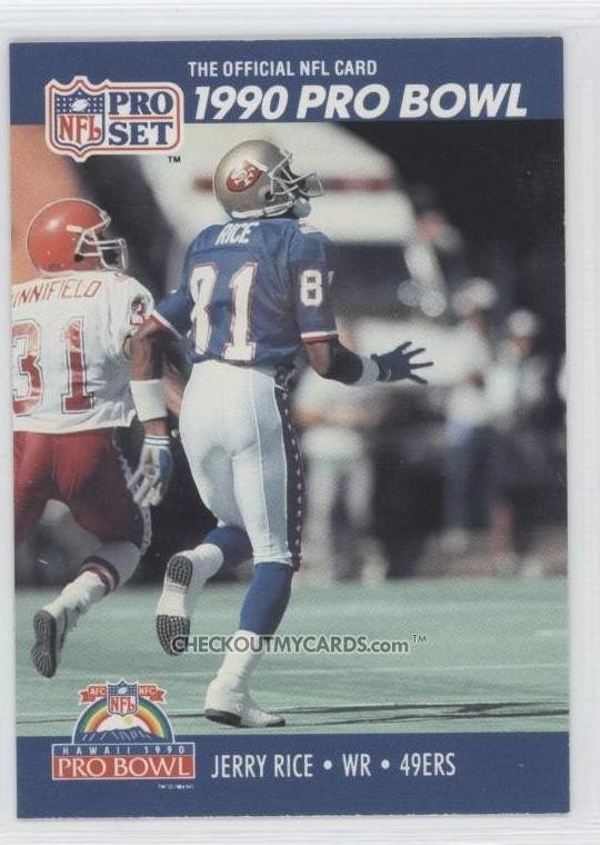 OFFICIAL NFL Football Card 1990 Pro Set JERRY RICE Pro Bowl