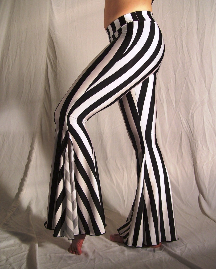 womens striped pants black and white